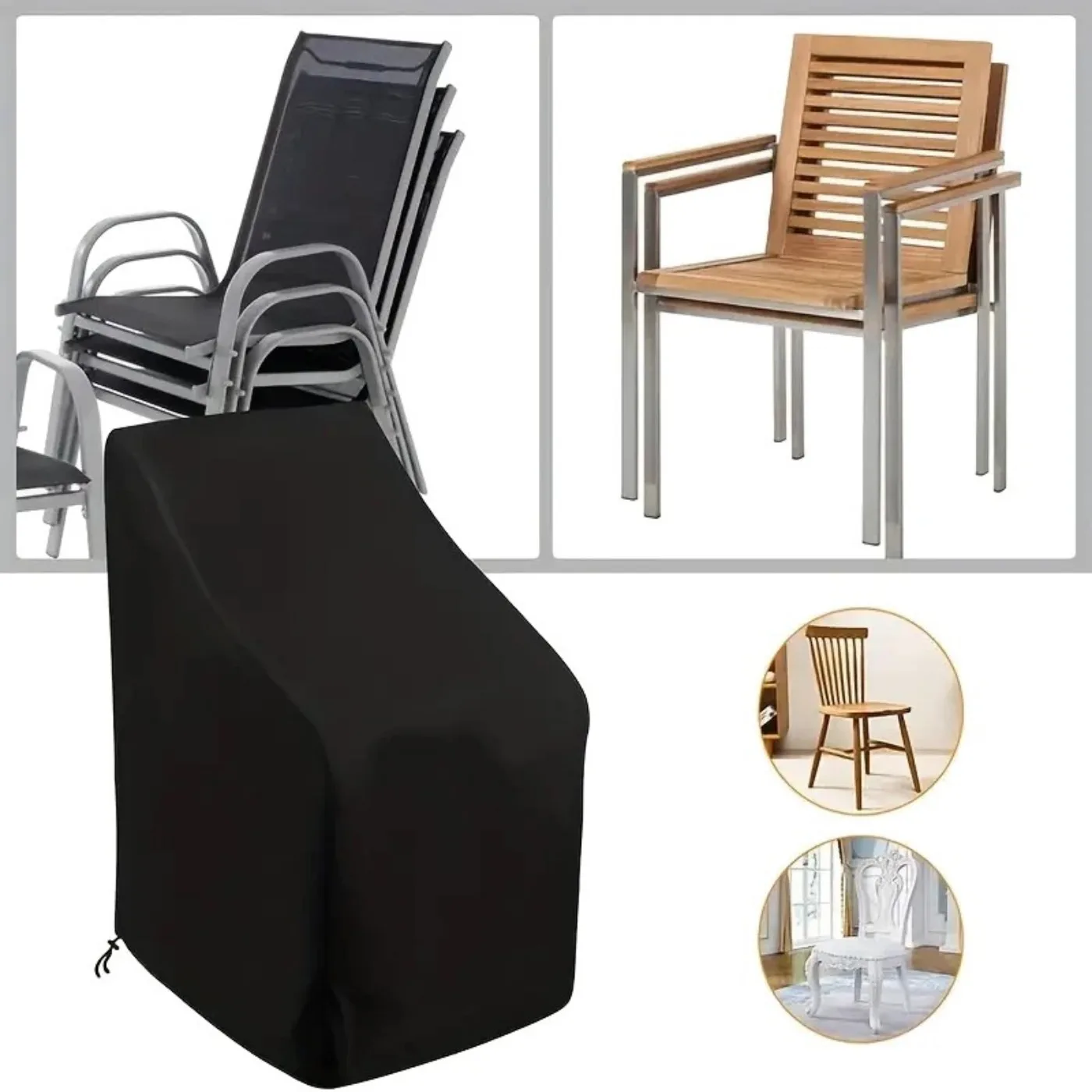 1PC Oxford Cloth Black Garden Furniture Cover Windproof Protective Cover Dustproof Outdoor Garden Chair Table Sofa Protector 5