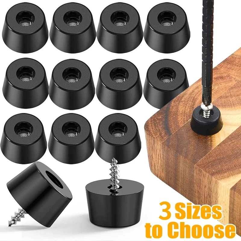 4/24Pcs Rubber Pads Floor Protectors Table Chair Furniture Leg Cover Speaker Cabinet Bottom Black Tips Absorber Non-slip Gasket