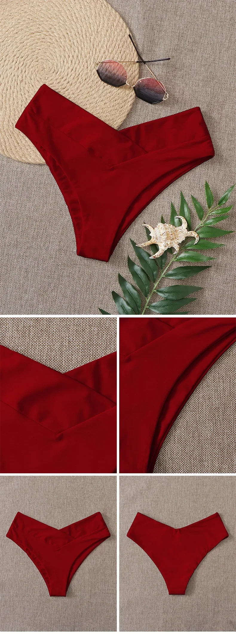 Fashion Sexy Thong Bikini Bottoms Women High Waist Brazilian Thongs Swimwear Swimsuit Solid Bottom Swimming Suit