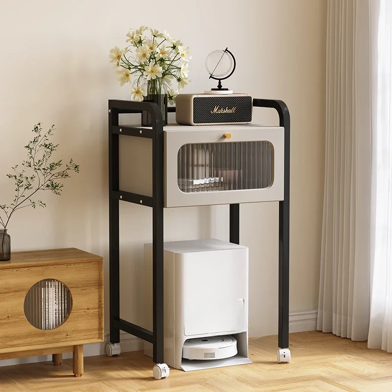 Iron Robot Vacuum Storage Rack with Easy-Clean 3-Layer Organizer  Durable Cleaning Machine Stand Convenient Access with Wheel 2
