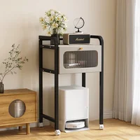 Iron Robot Vacuum Storage Rack with Easy-Clean 3-Layer Organizer  Durable Cleaning Machine Stand Convenient Access with Wheel 2