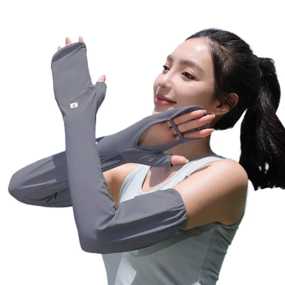 Protect Hand Ice Silk Sleeves Full Wrap Arm Covers Sunscreen Sleeve Anti-UV Sun Protection Cycling Sleeve Gloves Outdoor