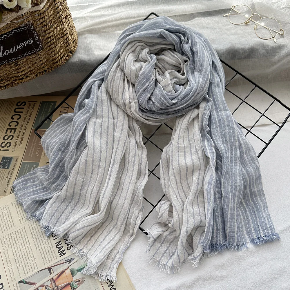 Neck wrap Neck gaiter Cotton linen men scarf fashion brand men's striped scarves winter warm neckerchief pashmina casual tassel bufandas shawls