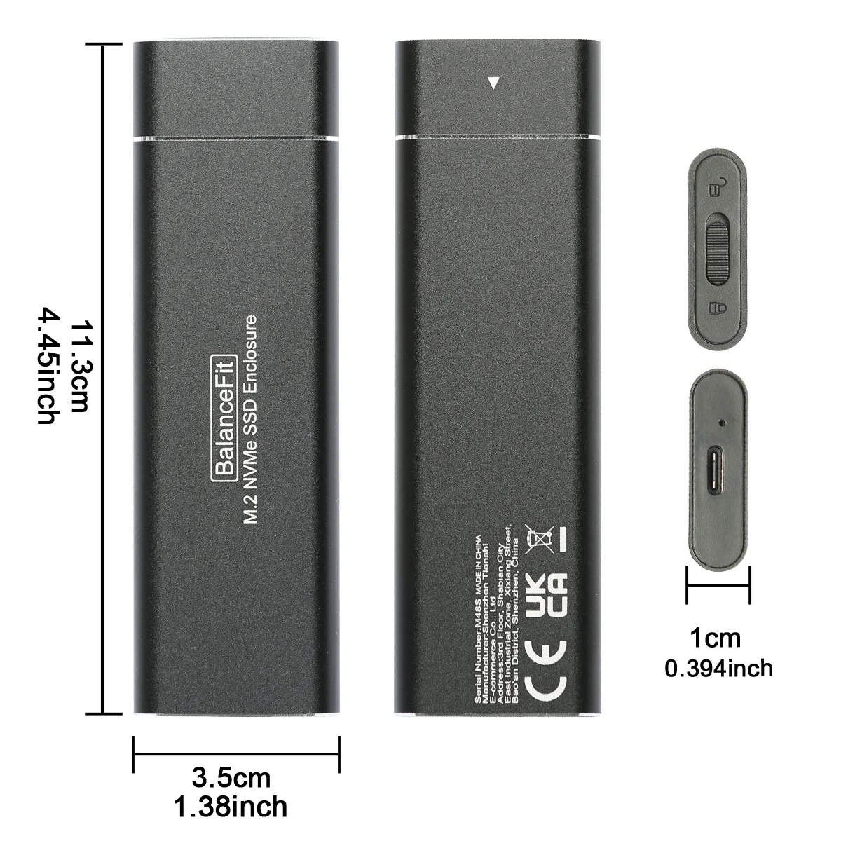 M.2 NVMe SSD 인클로저, USB 3.1 Gen 2 - NVME M-Key/(B+M) 키 솔리드 스테이트 드라이브 외부 케이스, 2230/2242/2260/2280 SSD용
