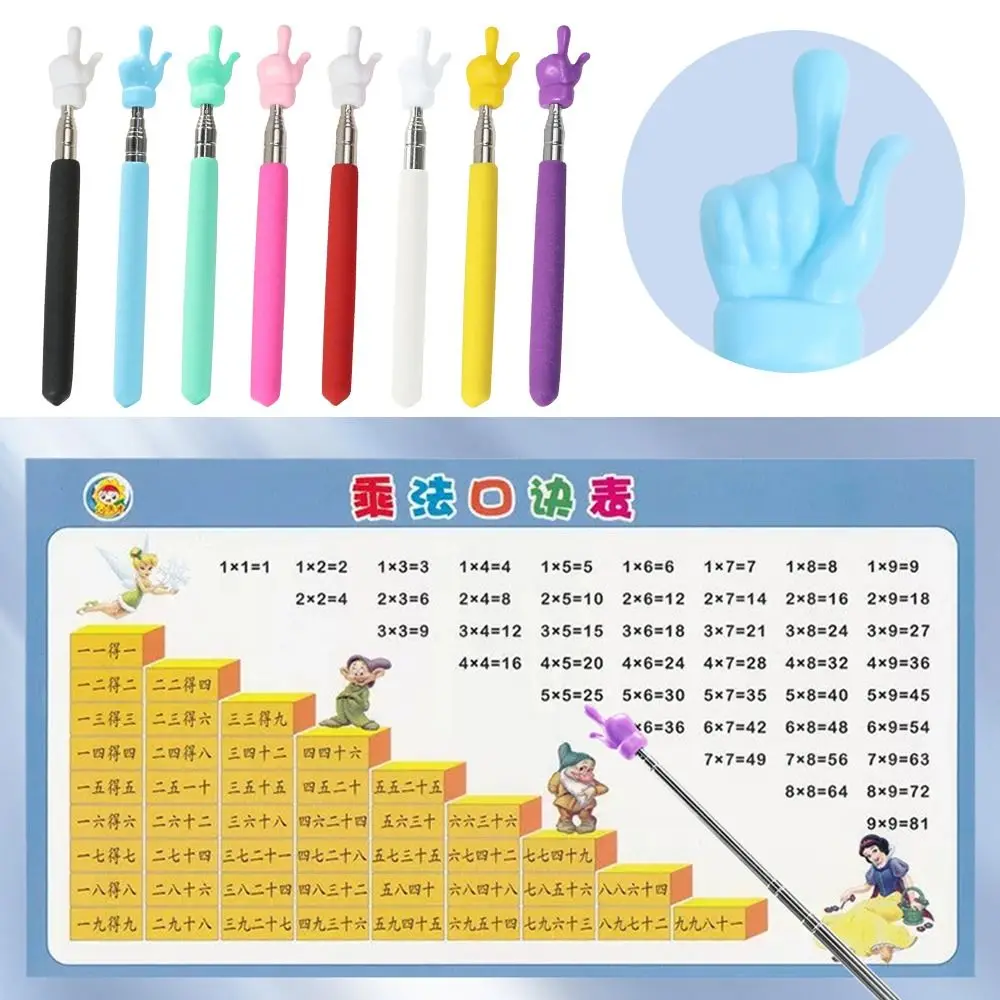 Telescopic Rod Stainless Steel Finger Design Handheld Presenter Teaching Stick Whiteboard Pointer Finger Reading Sticks teacher pointer