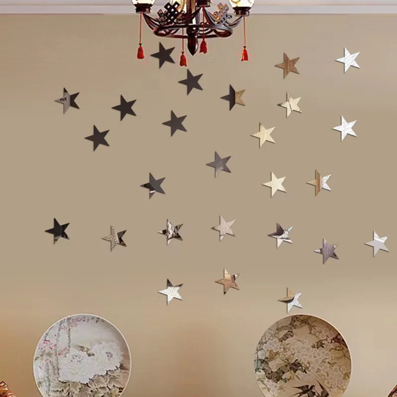 20pcs Acrylic Star Mirror Wall Sticker Cartoon Starry Wall Stickers For Kids Rooms Wall Decals Home Decor Cute Stars Art Mural 5