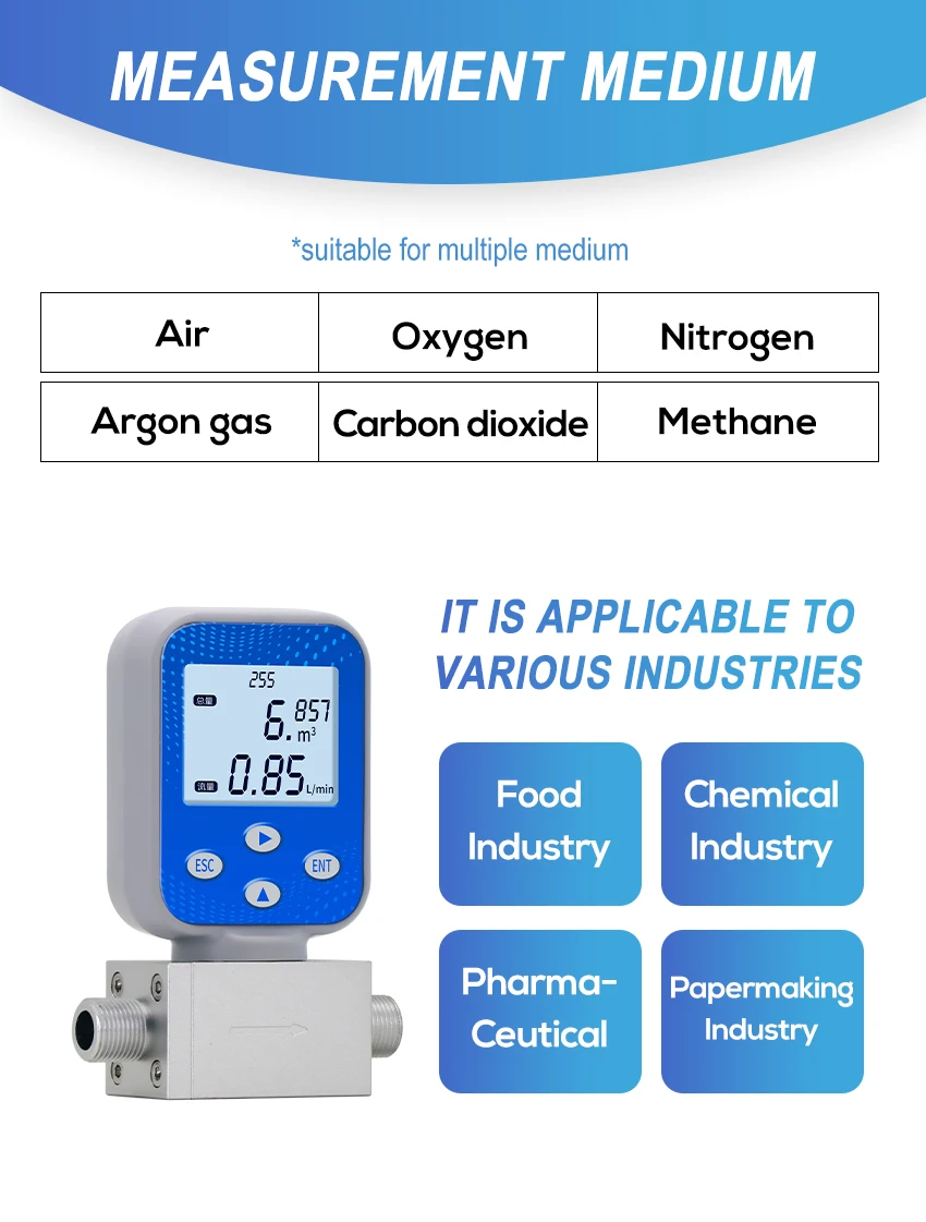 High Precision Gas Measuring Flowmeter Wide Range Aluminum Alloy Digital Thermal