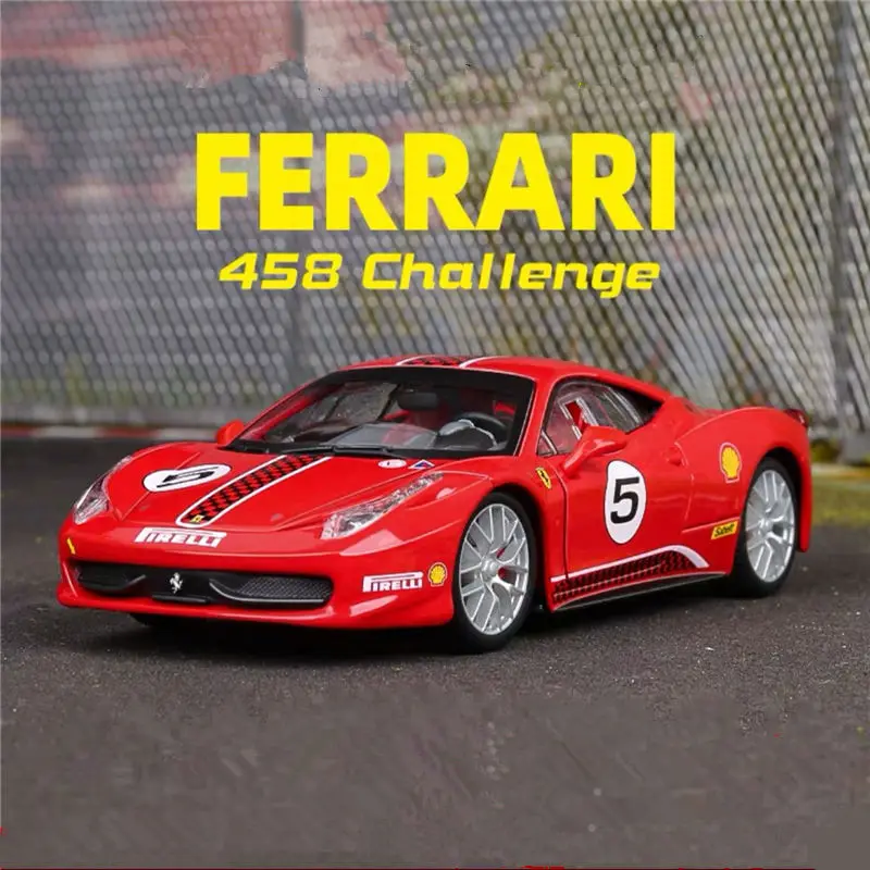 

1:24 Ferrari 458 Challenge Alloy Sports Car Model Diecasts Metal Toy Racing Car Vehicles Model Simulation Gift