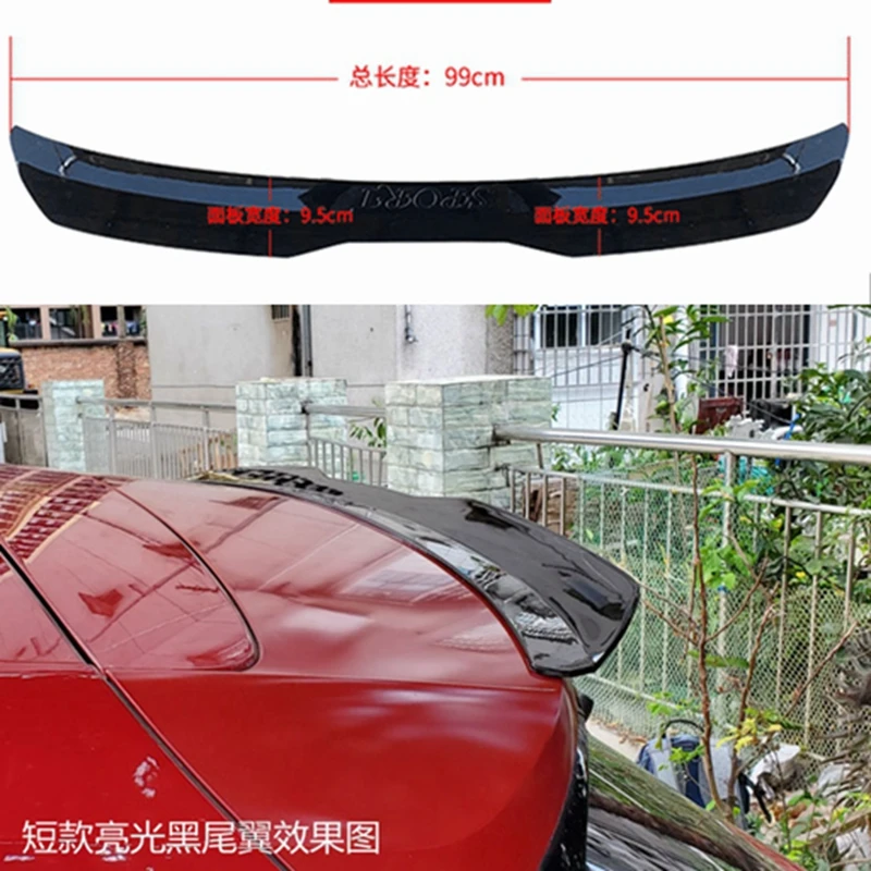 

Plastic Roof Trunk Lid Hatchback Spoiler For POLO Golf MK7 Q2 A3 X3 X2 Universal Car Tail Wing Glossy Black Carbon Decoration