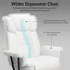 Big and Tall Office Chair 400LBS, 160° High Back Reclining Office Desk Chair with Wide Seat, Arms, Footrest, White 5