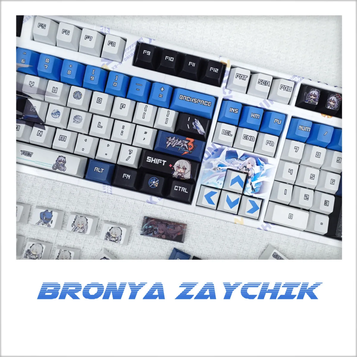 Spiel Honkai Impact 3 Bronya Zaych PBT Tastenkappen Cosplay Requisiten Achse Seite gravierte thermische Sublimation RGB mechanische Tastenkappen – Detail 4