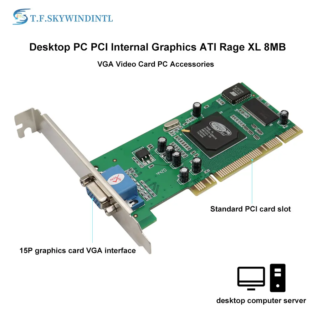 ATI Rage XL 8MB PCI VGA Graphics Card For Desktop PC Computer