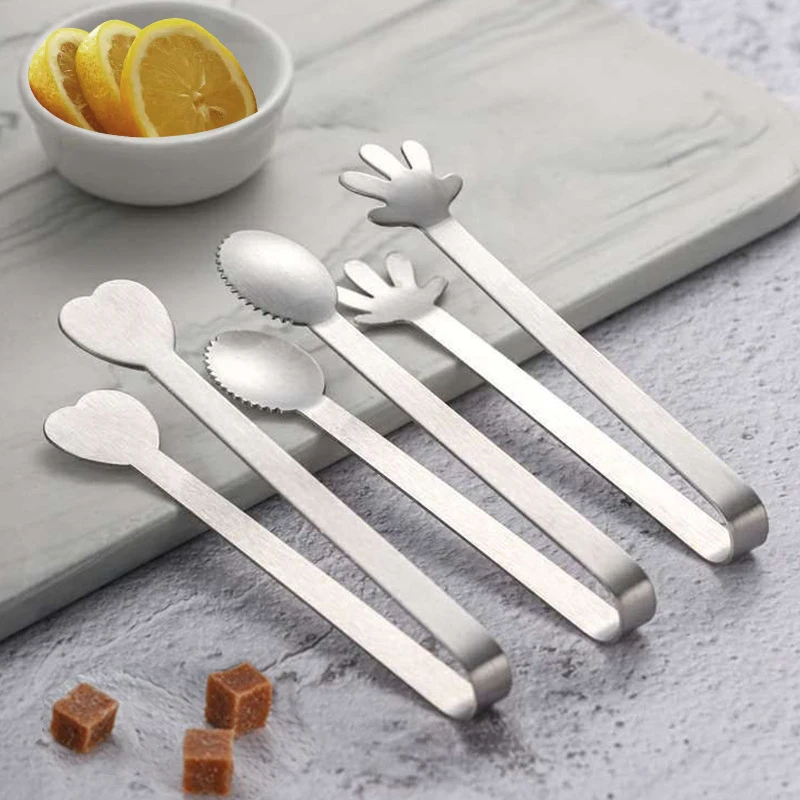 Stainless Steel Mini Food Clips for Sugar Cubes Ice Cube Tweezers Cute Baking Pastry Cake Decoration Candy Dessert Clips