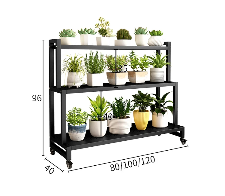 Movable Luxury Flower Shelf Balcony Tiered Wrought Iron Party Flowers Stand Table Universal Scaffale Per Piante Home Furniture