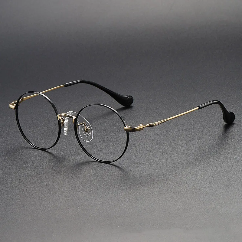 Kid's Ultra-Light Metal Spectacles Teenager Boy Girl Round Pure Titanium Glasses Frame Can Customize Anti- Blue Myopia Lenses