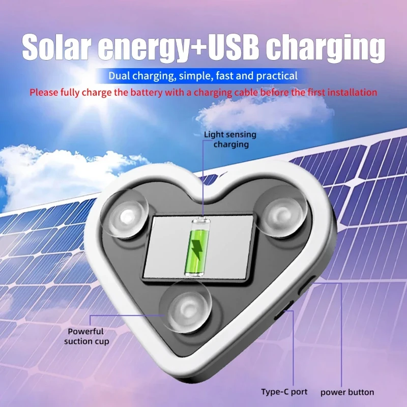 1/4pcs Car solar LED triangular window love light atmosphere light car interior decoration motorcycle cool decoration neon light