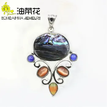 Fiore colorato Cat Eye Onice Scorpione Abalone naturale Conchiglie Conchiglie di mare Creazione di gioielli Regali di design per ragazze e donne 1
