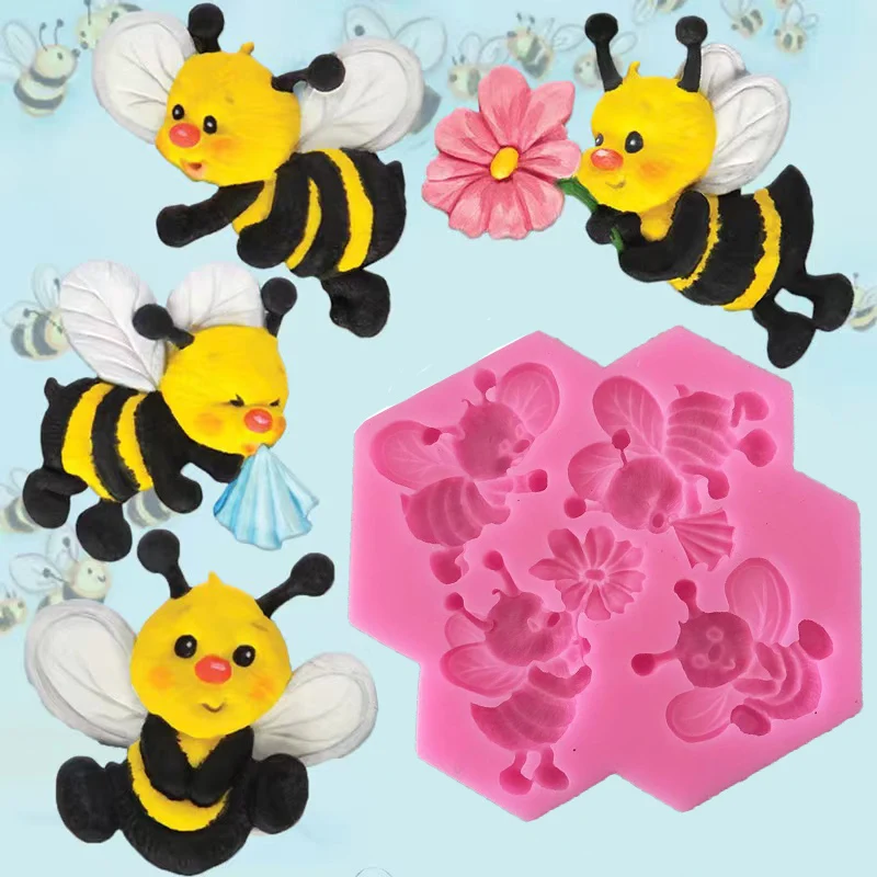 3D Bee Silicone Molds Candy Chocolate Gumpaste Mold DIY Cupcake Topper  Fondant Cake Decorating Tools Polymer