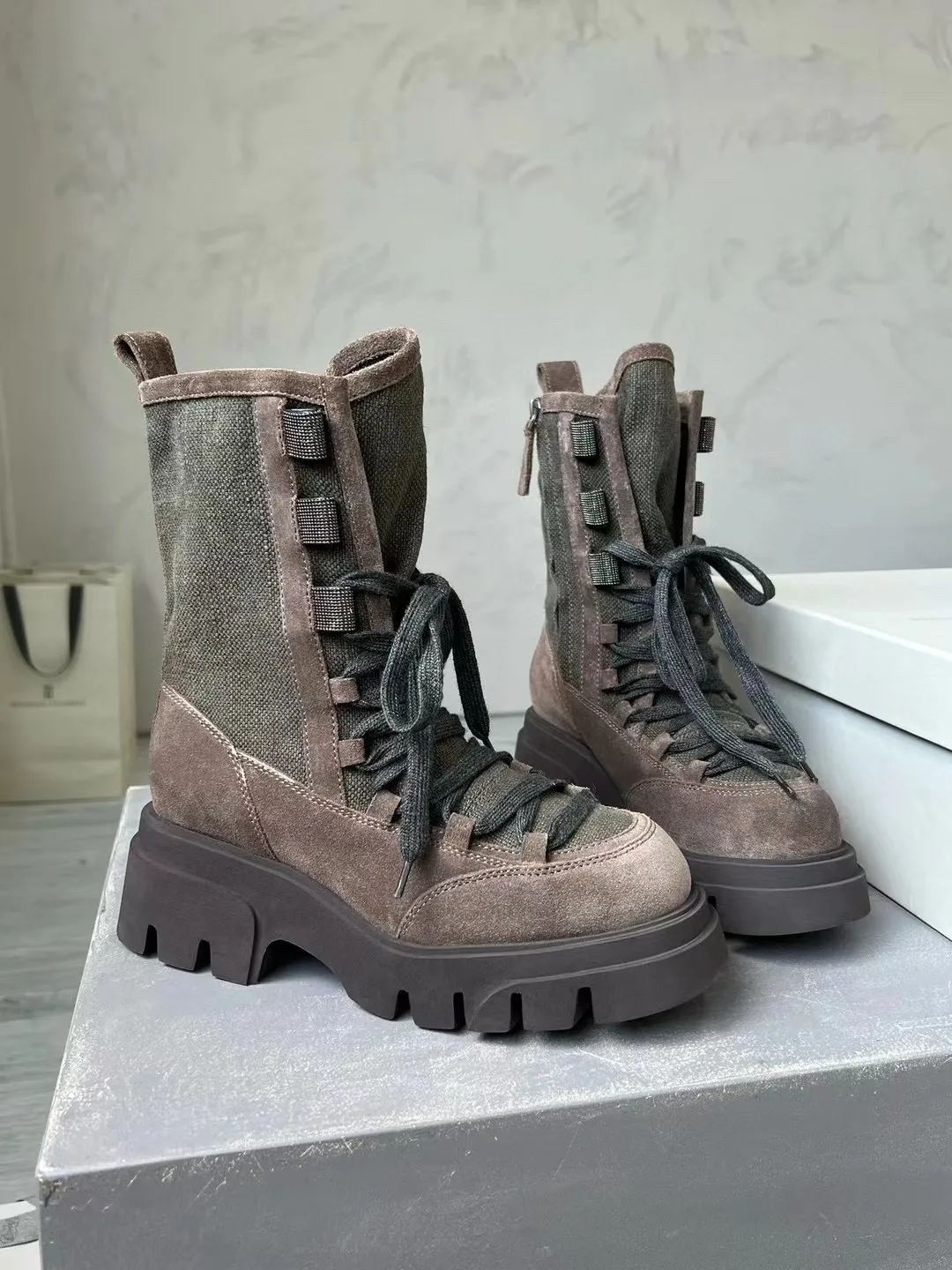 

Женские кожаные ботинки Bc, новинка 2023, Зимние ботильоны на платформе, брендовые дизайнерские ботинки без шнуровки на толстом каблуке