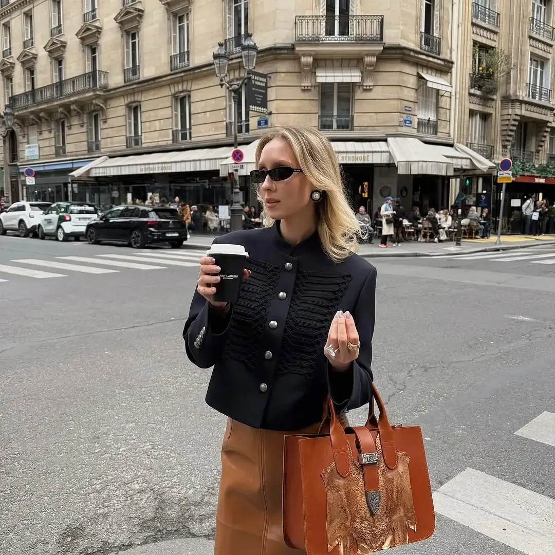 Chic Denim Military Jacket Women Casual Solid Stand Collar Single Breasted Slim Short Jackets 2026 Lady Daily Street Outerwear 24 Sacf802c8be224482a23c6e75abff1e53M
