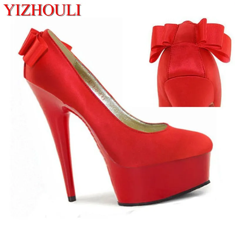 

Mature temptation Mysterious red transparent sexy fashion ultra-high documentary Roman style bowknot is 15 cm dance shoes