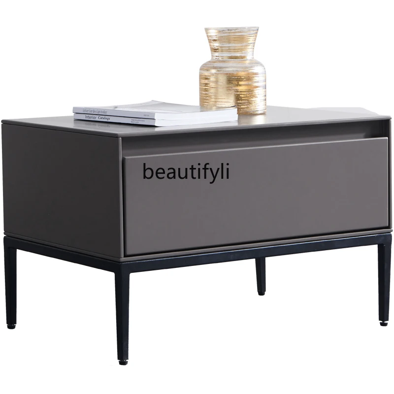 

Nordic Italian Style Bedside Table Light Luxury High Leg Side Cabinet Drawer Modern Minimalist Locker