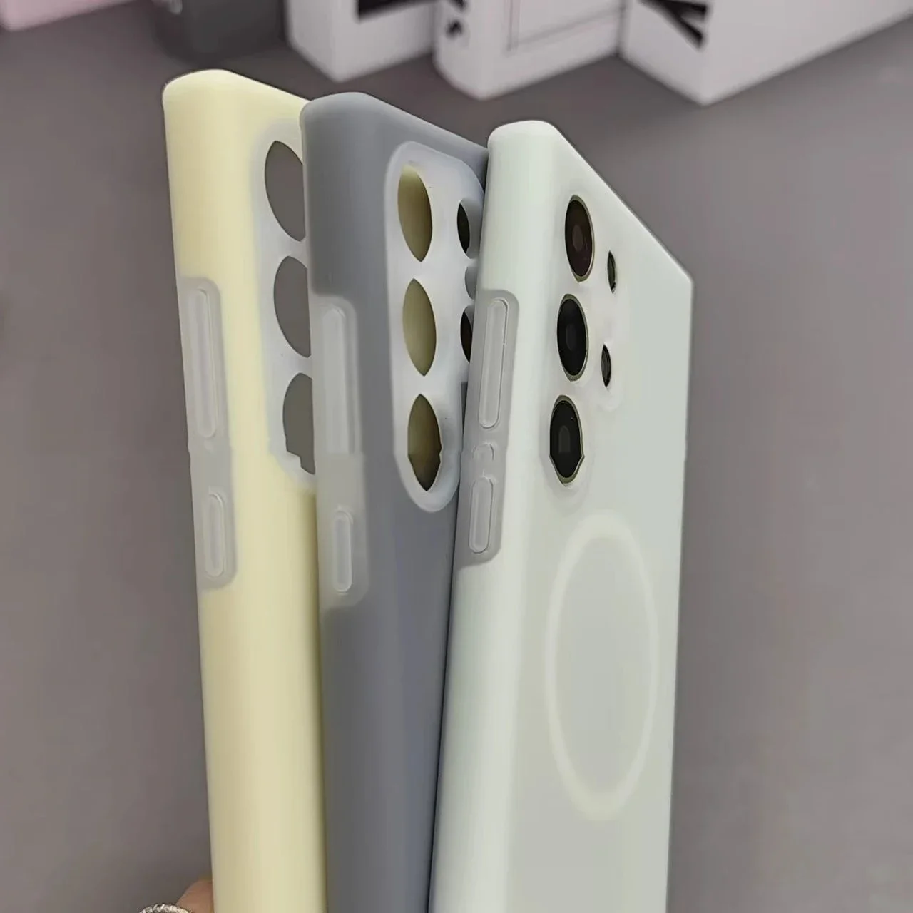 Titanium Gray Jelly Liquid Silicone Magnetic Phone Case with MagSafe Charging Capability