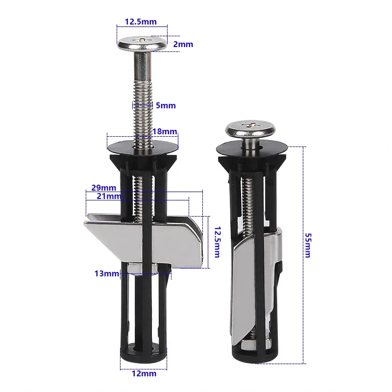 2Pcs 304 Stainless Steel Screw PP Nut Toilet Seat Hinge Bolts Fixing Toilet Water Tank Lid Locking Expansion Fitting Replacement