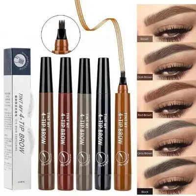 4 Point Eyebrow Pencil 4 Prong Tip Eyebrow Pen 4 Fork Eyebrow Pencil Waterproof Liquid Eyebrow Pencil Long Lasting Like Real 3
