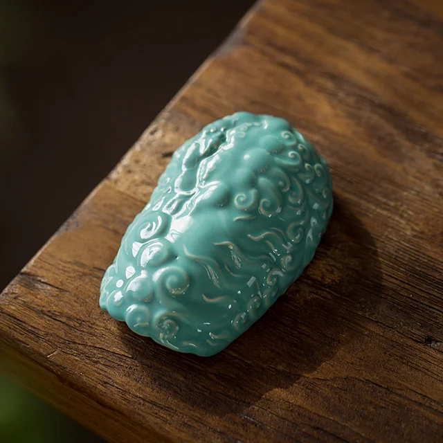 Retro Borne Glaze Kerámia Tea Lapáttal Kínai Megkönnyebbülés Tang Oroszlán Kanál Kung Fu Chahe Ébresztő Edények Ceremónia - Image 6