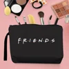 2024 ese Trend Women Cosmetic Bag Coin Clutch Bag Cute Friends Pattern Printing Portable Storage Travel Canvas Strap Black 3