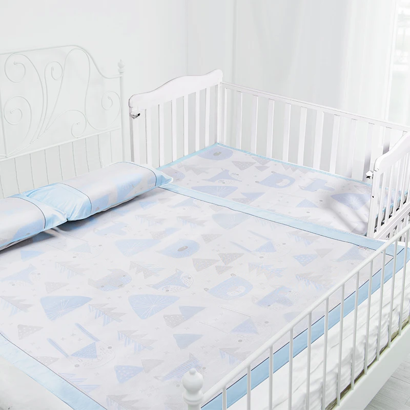 Baby Bed Mattress Ice Silk Mat Reusable Breathable Nappy Changing Mat Washable Bed Sheet Cartoon Summer Sleeping