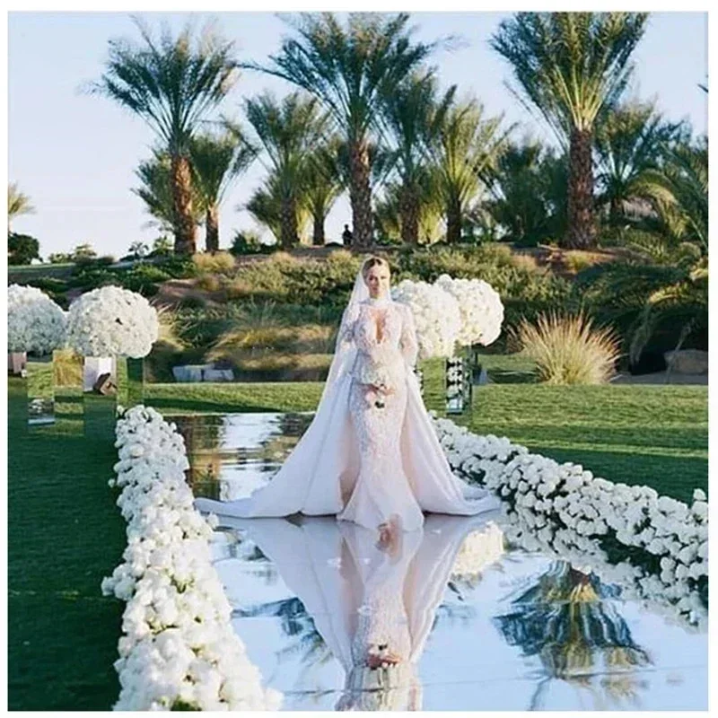 Mirror Wedding Carpet 10M/32.8FT White Mirror Surface Background Decoration White Paper T-stage Show Stage Carpet