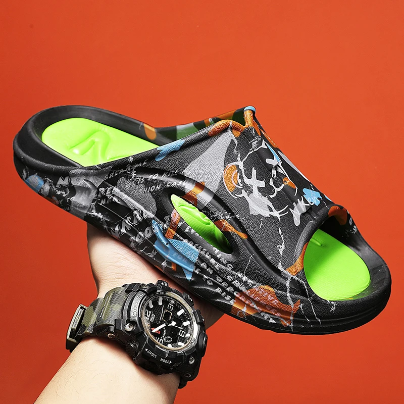 

Summer Slippers Men EVA Soft Bottom Indoor Home Slides Sandals Light Beach Shoes Male Slippers Flip Flops Big Size 46