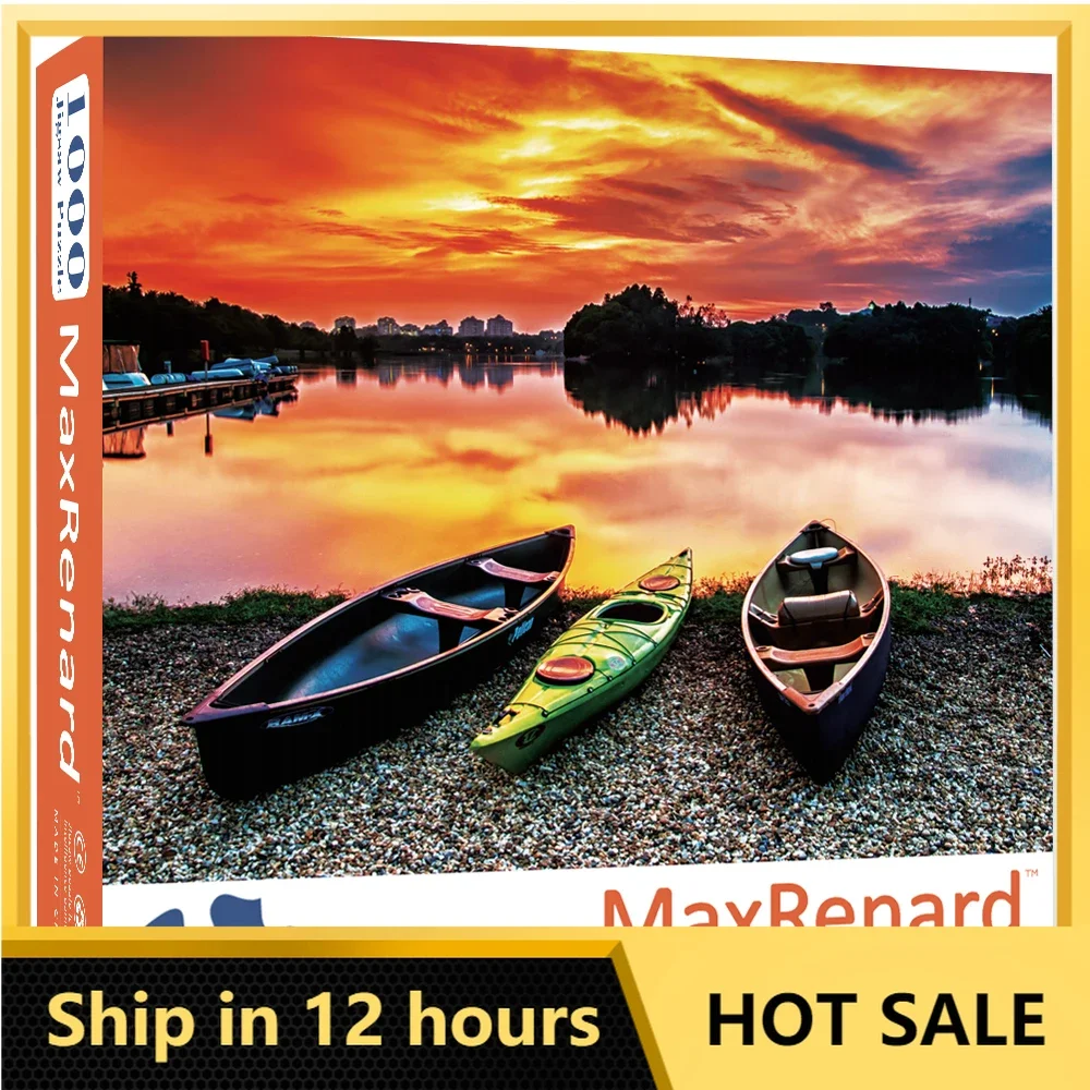 

MaxRenard Jigsaw Puzzle 1000pcs for Adults Canoe At Wetland During Sunset Home Decoration Challenge Game Christmas Gift