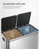 Trash Can, 2 x 8 Gallon (2 x 30 L) Garbage Can for Kitchen, with 15 Trash Bags, 2 Compartments, Plastic Inner Buckets and Hinged 3