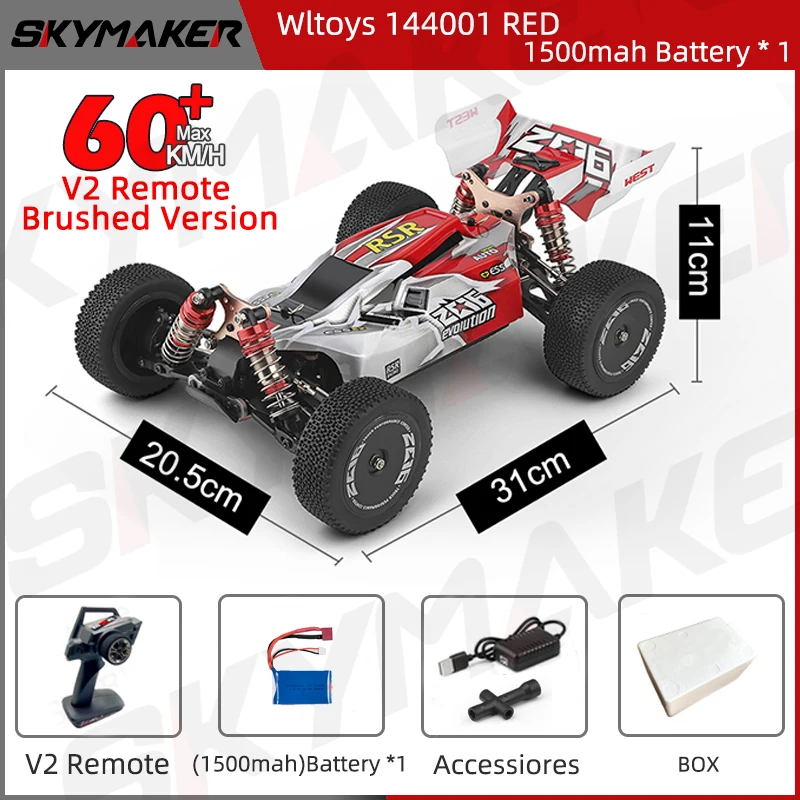 WLtoys 144001 RC drift car 60km/h 1/14 electric four-wheel drive alloy  off-road vehicle - RcGoing