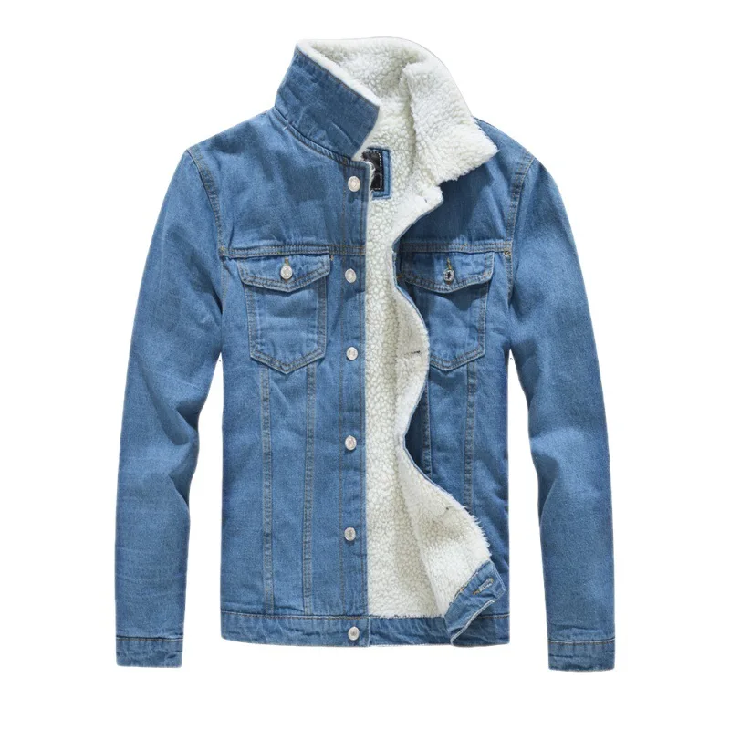 2023 Autumn/Winter New Fashion Solid Color Lamb Wool Denim Jacket Men's Casual Thick Warm High Quality Plus-Size Jacket M-3XL popular casual and fashionable style age reducing and loose fitting artificial lamb wool denim patchwork jacket 2023