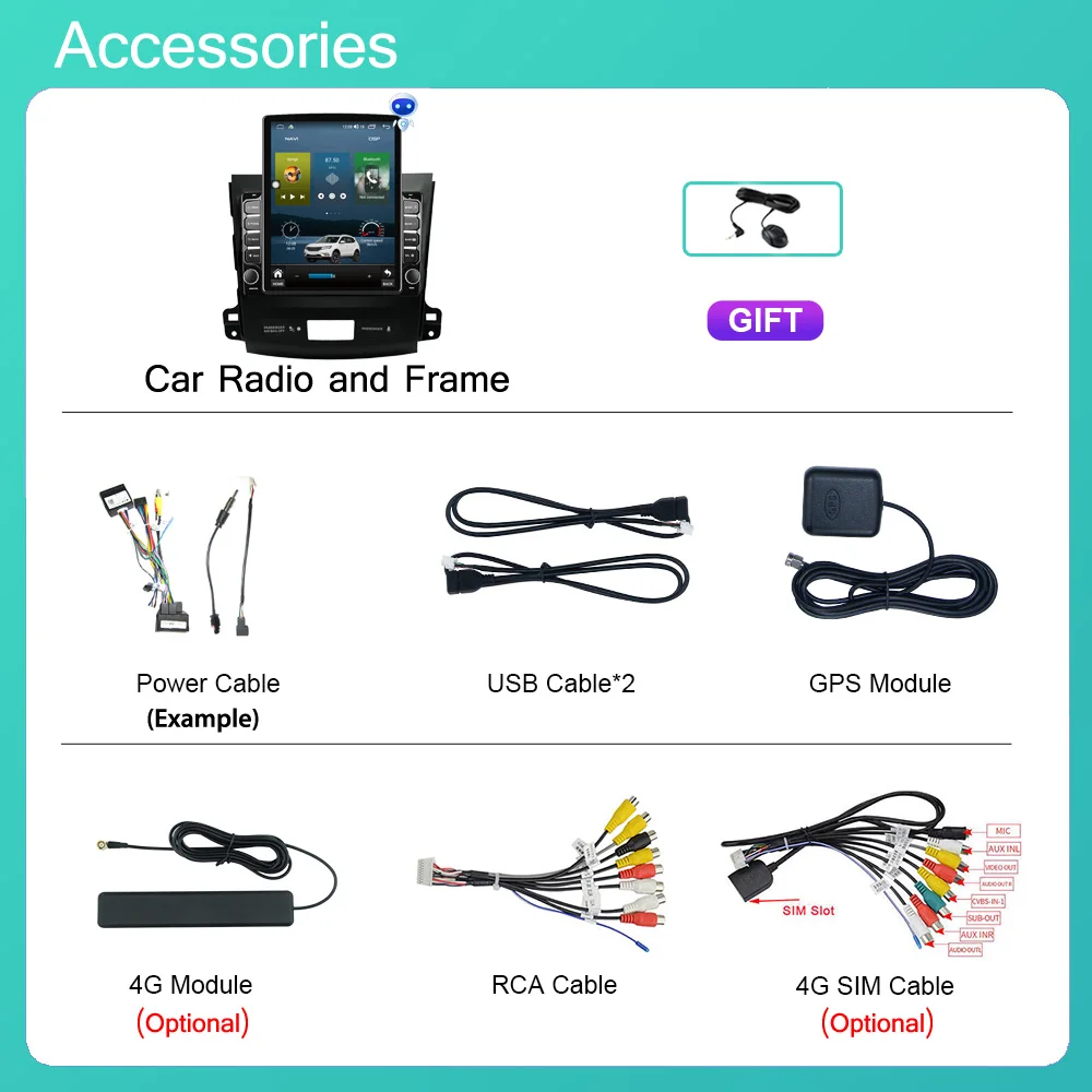 Kit De Montage Pour Autoradio 2 DIN - Compatible Citroën C-Crosser, Peugeot 4007/4008, Mitsubishi ASX Et Autres Modèles
