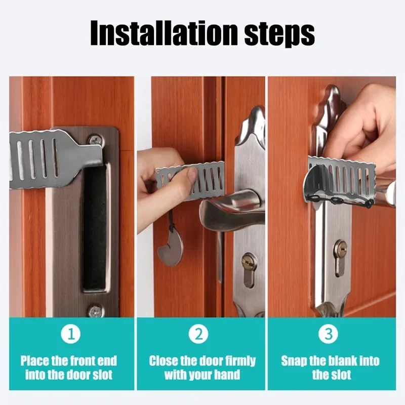Stainless Steel Travel Door Lock Security Portable Door Plug Hotel Blocker Home Security Lock Latch Device 1set