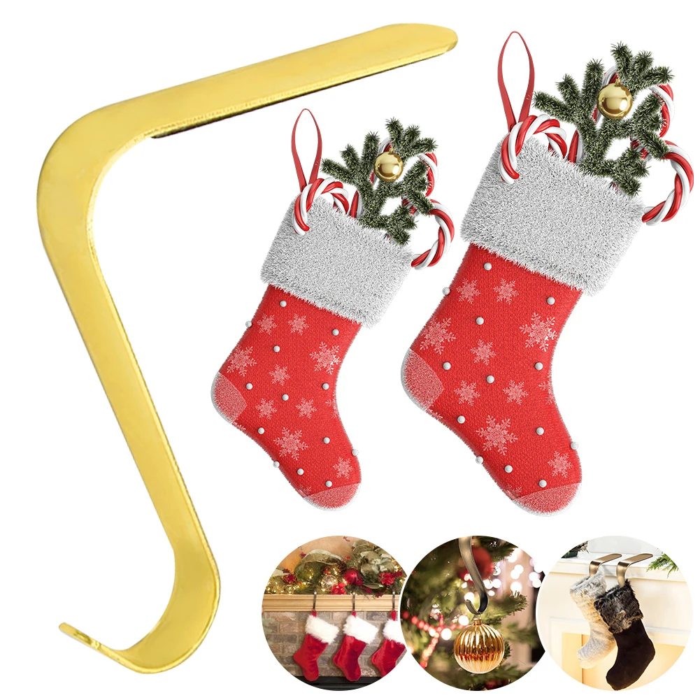 Metal Christmas Stocking Holders Hooks for Fireplace Mantel