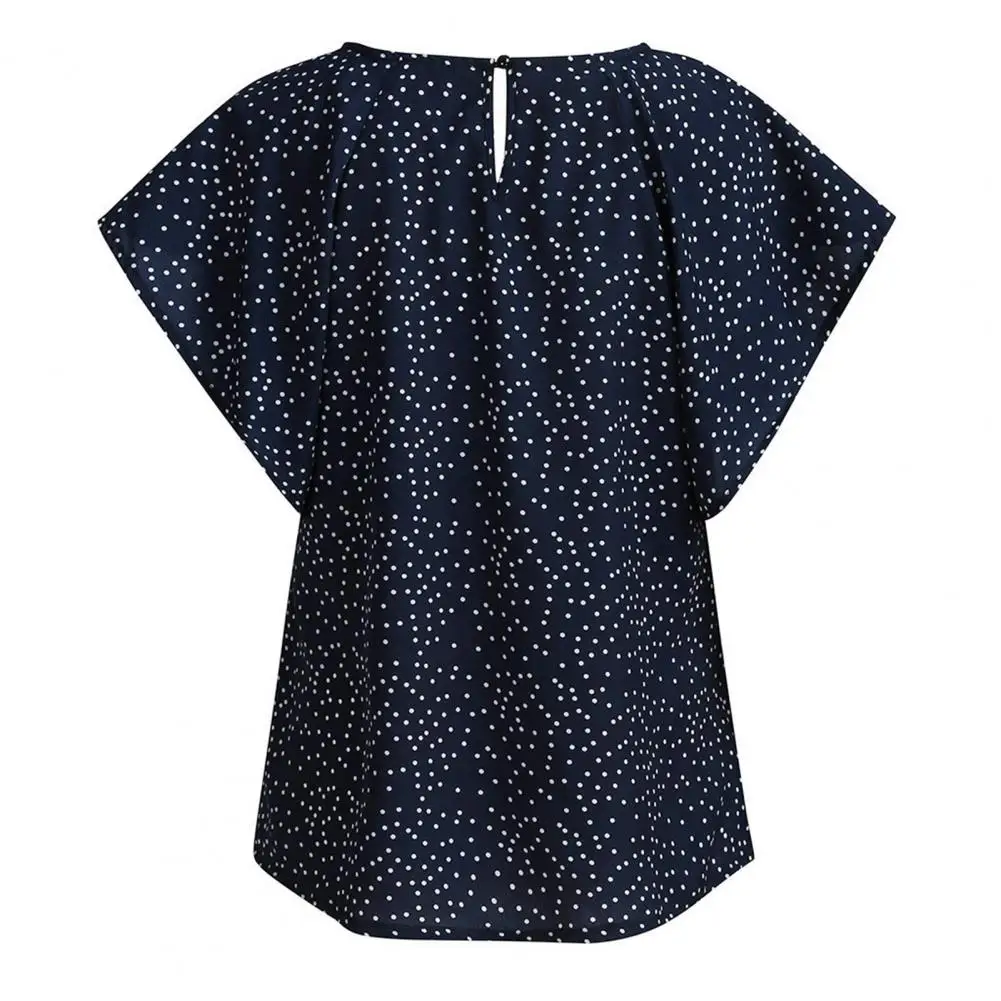 

Women Summer Shirt Breathable Lady Blouse Dot Print Contrast Color Women Summer Top Women Clothes