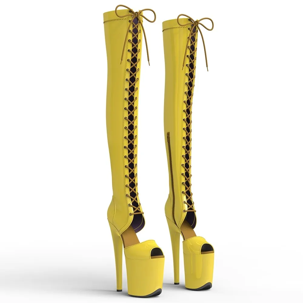 

LAIJIANJINXIA New Fashion PU Upper 20CM/8inches Pole Dancing Shoes High Heel Platform Women Modern Over-the-Knee Boots 802