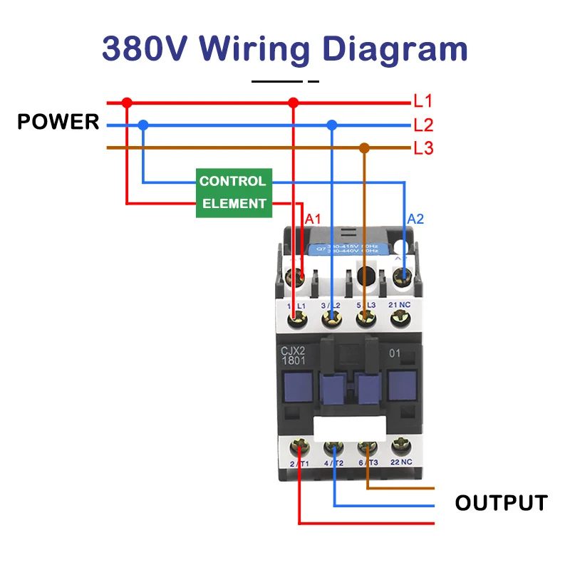 Description Picture 6 of itemCJX2-1201/1210 50/60HZ 12A AC contactor Din Rail Mounted 3P+1NO Normal Open Contactor 24V-380V