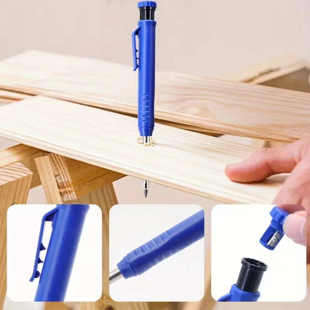 4pcs set of 2 8mm carpenter pencils set with 2 boxes of refills  with a pencil sharpener and cap mechanical carpenter automatic pencils suitable for carpenter  to draw deep hole  fine writing tools Product details 0
