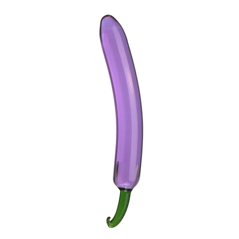 180gEggplant Glass Dildos Sex Toys For Women Men Gay Banana Dildo Artificial Penis Fruit Vegetable Anal Plug Glass Beads Butt Pl