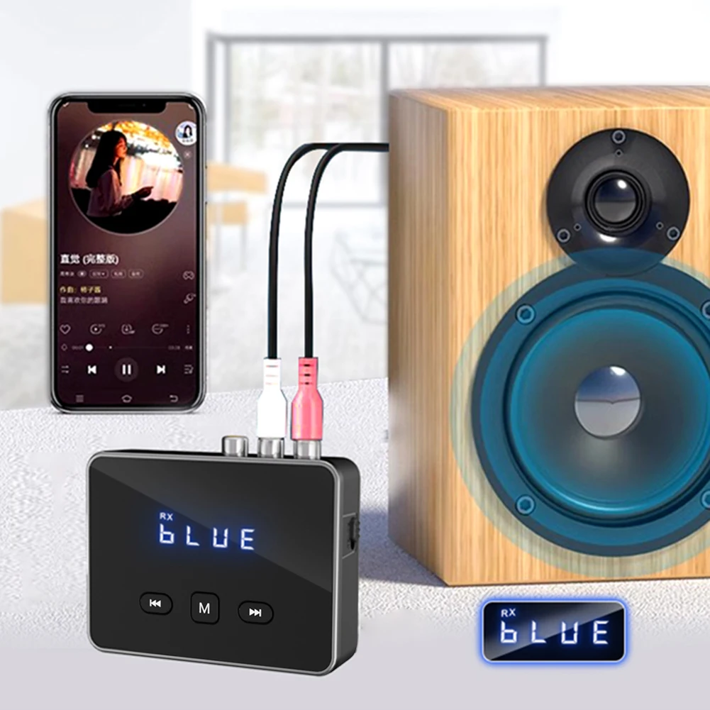 BT 5.4 Receiver Transmitter with RCA 3.5mm AUX & Display Wireless Audio Adapter BT Adapter for TV/Car/PC/Home Stereo/Speakers