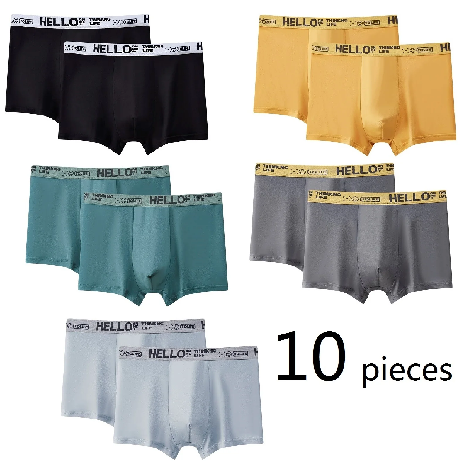 Men Boxers Shorts Underpants Underwear 10 Pieces 2XL 3XL 4XL 10 Colors Mixing Soft Fashion Sports Casual Boxer Shorts