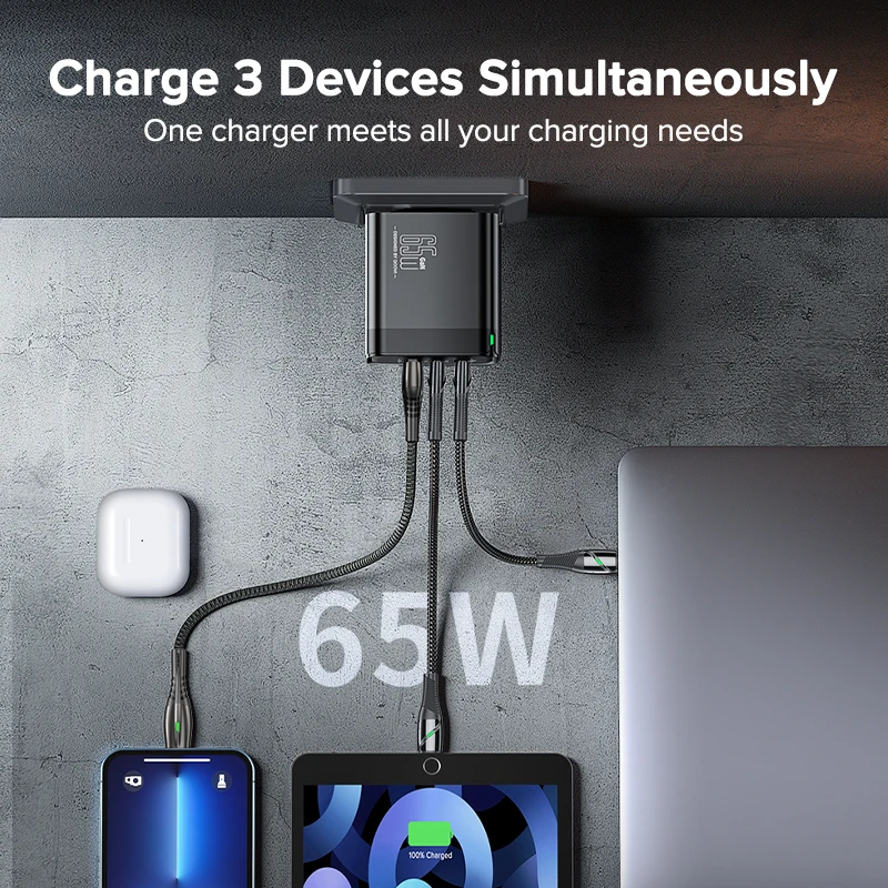 Фото Устройство зарядное QOOVI, 65 Вт, USB Type C №2