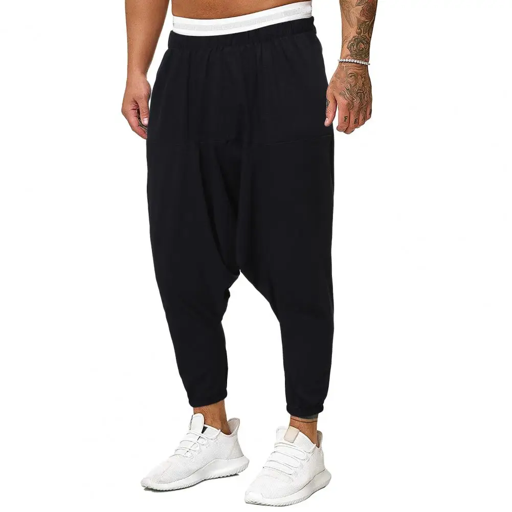 Description Picture 3 of itemCool Men Trousers Oversized Elastic Waist Pleated Deep Crotch Men Sweatpants  Cross Pants Sport